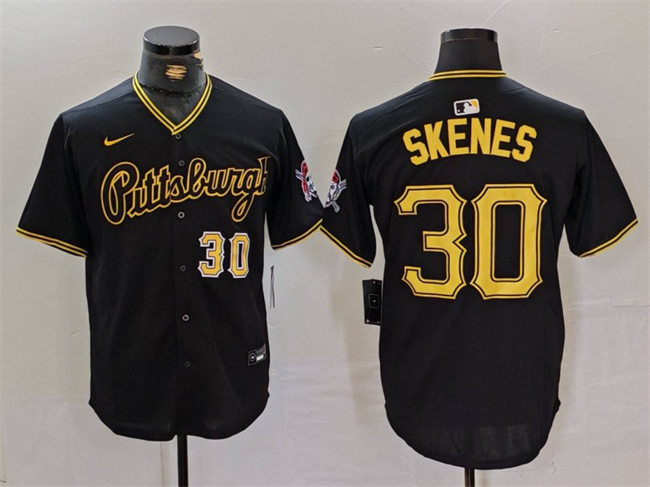 Men's Pittsburgh Pirates #30 Paul Skenes Black Stitched Baseball Jersey Men's Pittsburgh Pirates #30 Paul Skenes Black Stitched Baseball Jersey